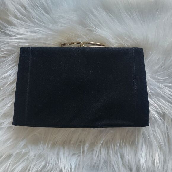 Elegant Black Clutch with Gold Clasp and Silver Roses Print - Picture 10 of 10